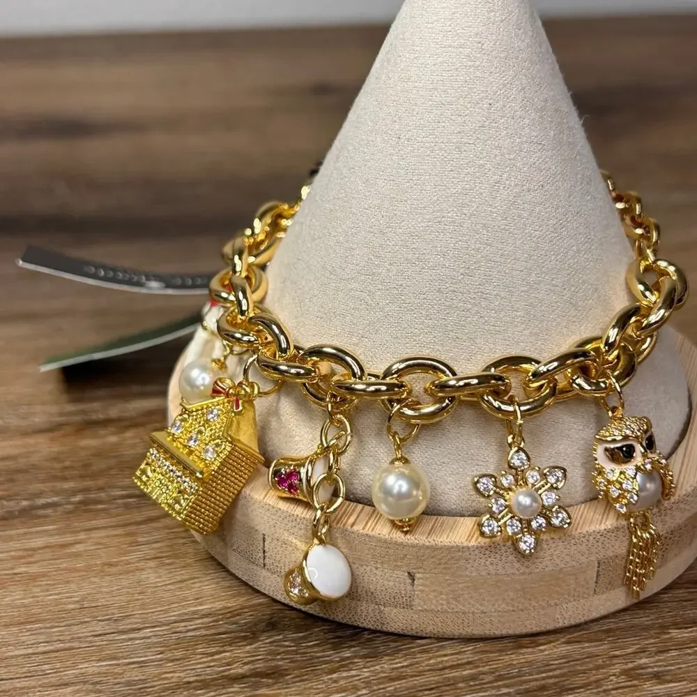 NWT Kate Spade Winter Wonderland Charm Bracelet Gold